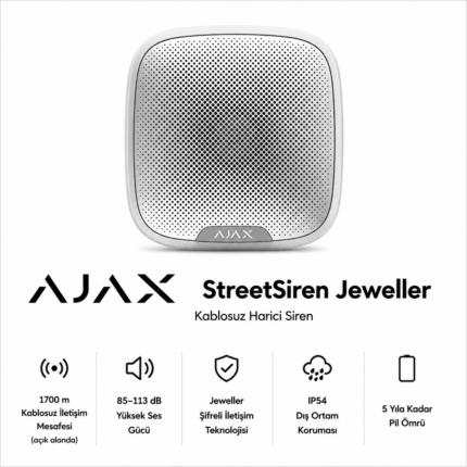 Ajax StreetSiren Jeweller kablosuz harici alarm sireni
