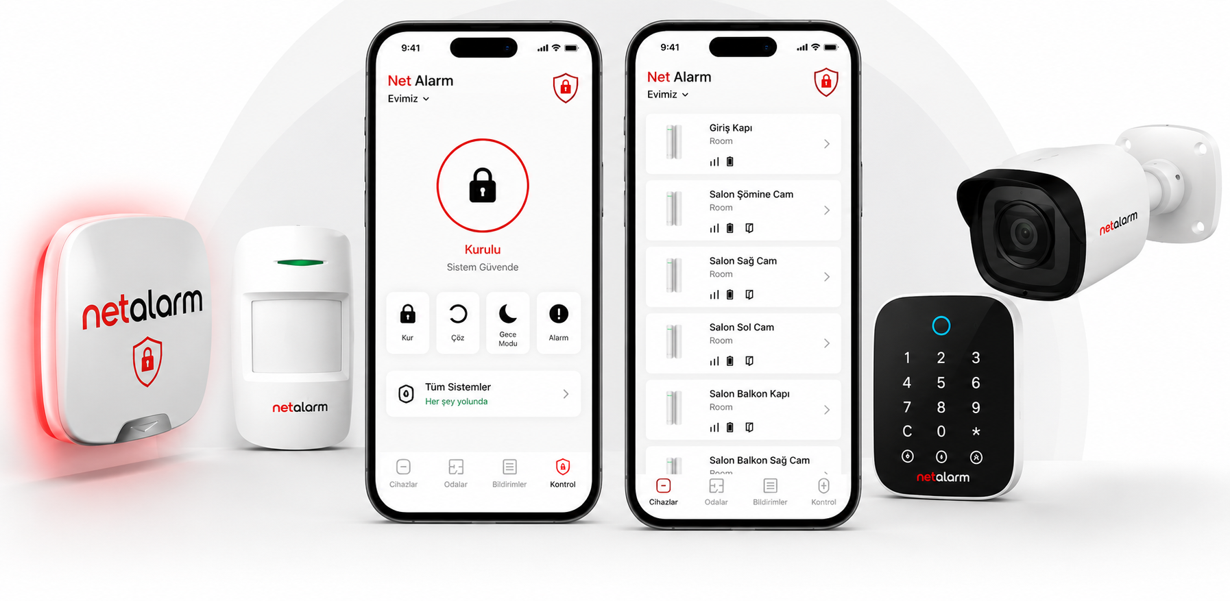Net Alarm mobil uygulama ile alarm sistemi ve güvenlik cihazlarını uzaktan kontrol