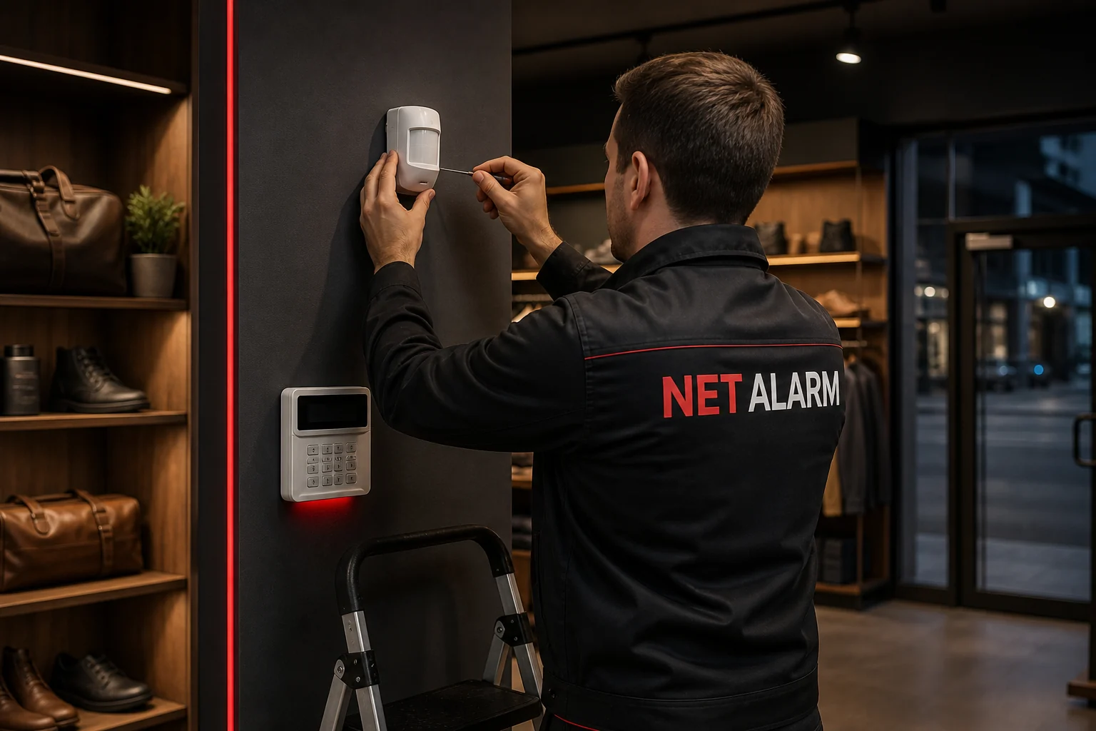 Alarm ve kamera sistemlerinde bakım yapan Net Alarm teknik servis personeli